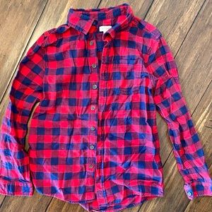 Cat & Jack Boys Red & Navy Plaid Long Sleeve Flannel size Large